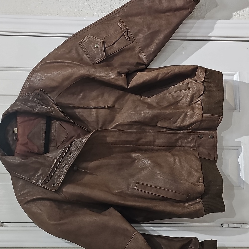 Copper Key Men's Brown Leather Jacket Size L